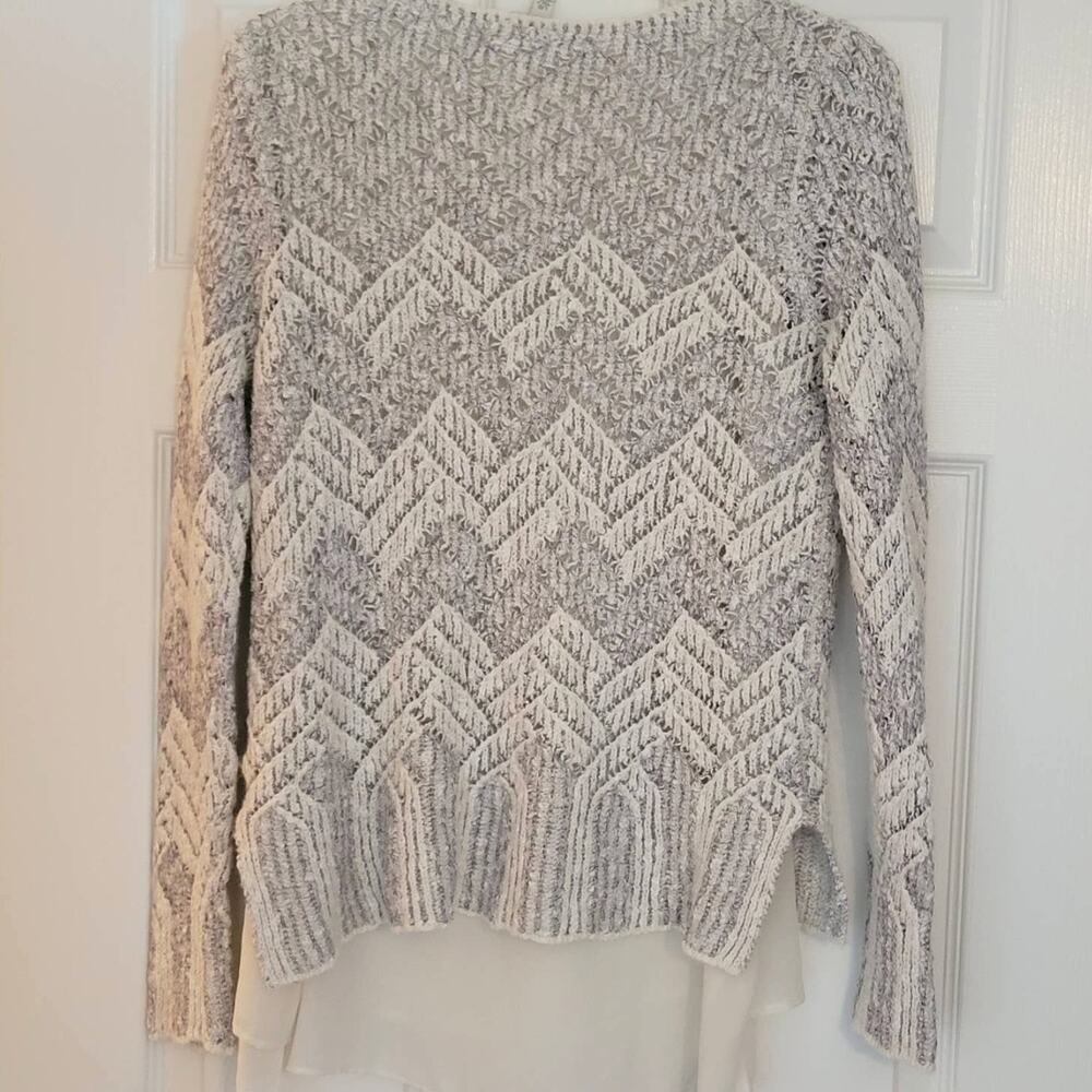 Y2K Lucky Brand Women’s Sweater Size L Wool Gray Shimmer  Knit Lined Boho Chic